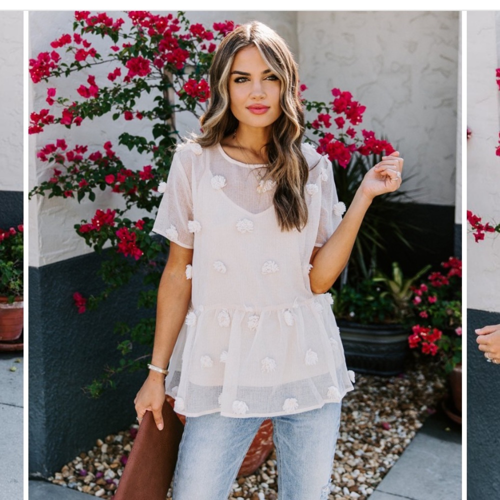 NWOT Pom Pom Peplum Top